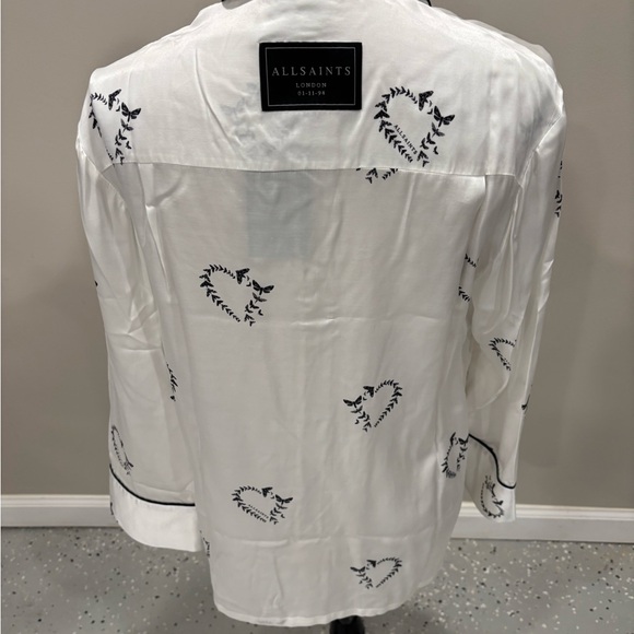 All Saints Sofi Ecru White and Black Buttoned Sleepwear Top, XS NWT - Picture 5 of 5